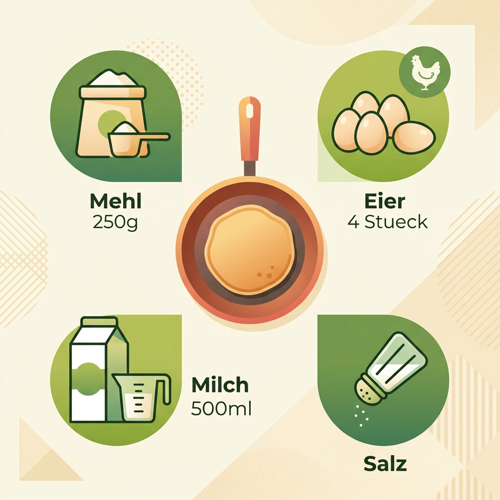 Infografik: Grundzutaten für den Eierkuchen-Teig